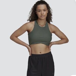 Adidas AEROREADY Green Ribbed Yoga Tank